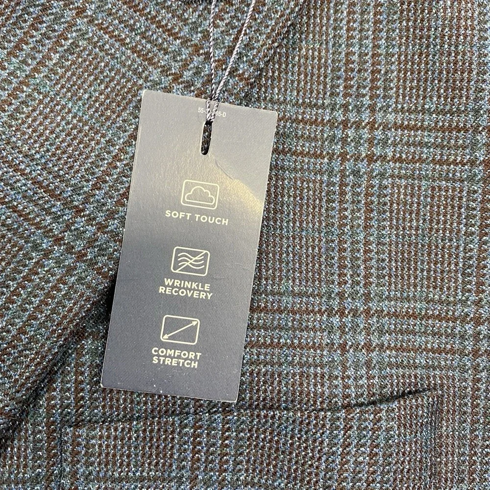 Stafford Jacket Mens 54R Blue 2 Blazer Glen Plaid Wool Blend Sport Coat